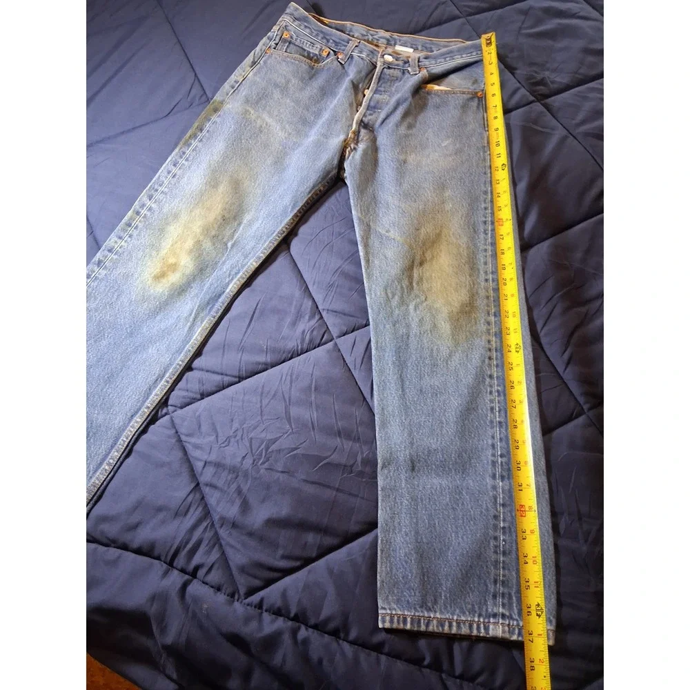 Levis 501 Original Fit Jeans Mens 33x31 Blue Denim Button Fly Straight‎ Leg